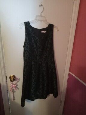 Women's LOFT Size 8 Dark Green Leopard Print Sleevless Dress